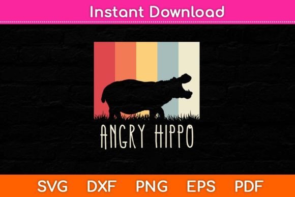 Angry Hippo - Vintage Hippopotamus SVG for Crafts and Graphics