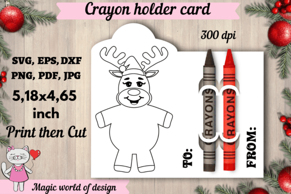 Christmas Deer Coloring Card Holder SVG for Crafts and Graphics