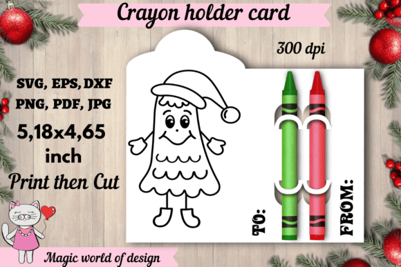 Christmas Tree Crayon Holder Card SVG: A Festive Graphic Design Asset for Crafts and Branding