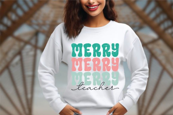 Merry Teacher Retro Teacher Sublimation Graphics for Crafts & Content