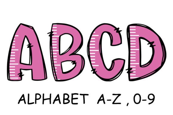 Pink Ruler School Alphabet Letters: A Playful Graphic Design Asset for Crafts and Creative Projects