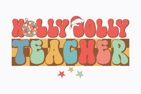 Retro Christmas Holly Jolly Teacher PNG: A Festive Graphic Design Asset for Crafts