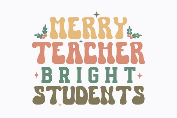 Retro Christmas Merry Teacher Bright Png for Crafts and Graphics