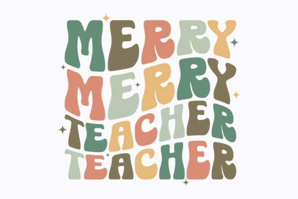 Retro Christmas Merry Teacher Png: A Festive Graphic for Local Business Branding