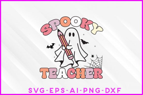 Spooky Teacher Halloween Groovy Retro Graphics for Crafts & Design Projects