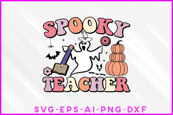 Spooky Teacher Halloween Retro Groovy Graphics for Crafts