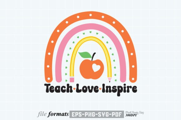 Teach Love Inspire Teacher Retro Quotes: A Versatile Graphic Design Asset for Creative Publishers