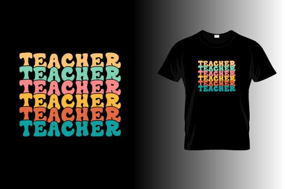 Teacher Groovy Retro T-Shirt Design: A Vibrant Graphic for Crafts & Marketing